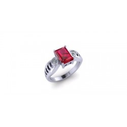 Elegant Red Tourmaline - White Gold