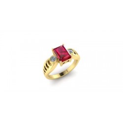 Elegant Red Tourmaline - Yellow Gold