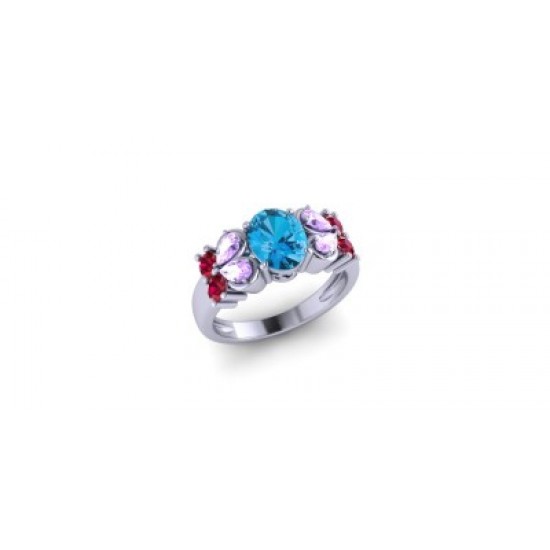 Regal Rose Blue Quartz - White Gold