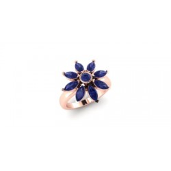 Rich Navy Blue Amethyst Petal Ring - Rose Gold