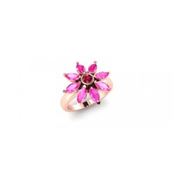 Rich Pink Amethyst Petal Ring - Rose Gold