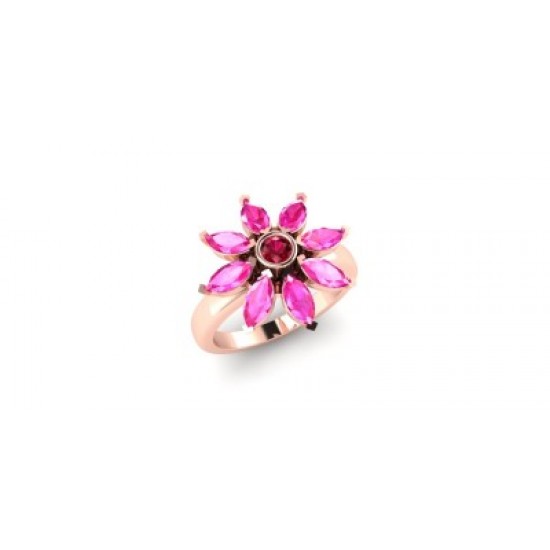 Rich Pink Amethyst Petal Ring - Rose Gold