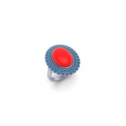 Royal Red Ruby Blue Zirconia - White Gold