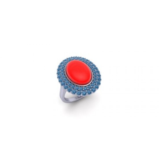 Royal Red Ruby Blue Zirconia - White Gold
